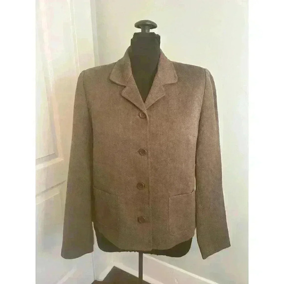 Talbots Vintage Classic Women’ s sz 8 100% Woolmark Tan‎ Blazer Suit Jacket - Picture 1 of 13